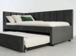 Tapczan dwuosobowy rozkładany 90x200 wysuwany ze stelażami Bluvel 18 Grafitowy Dan