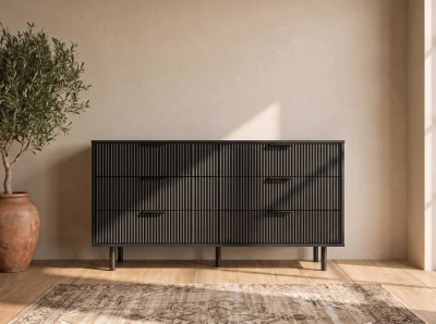 Komoda z szufladami 6S 118x39 cm Riff Czarna