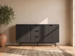Komoda z szufladami i drzwiczkami 140 cm 3S2D Riff Czarna
