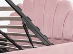 Łóżko dziecięce tapicerowane 120x200 z pojemnikiem i stelażem różowy Velvet Kids Line 3 Muszelka